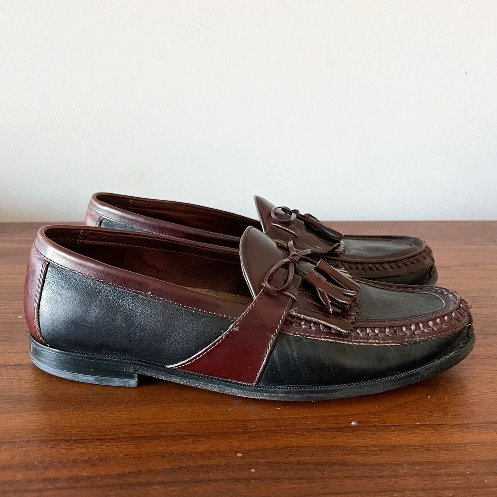 Johnston & Murphy Aragon II Kiltie Tassel Loafers Black/Chestnut Men's Size 10.5